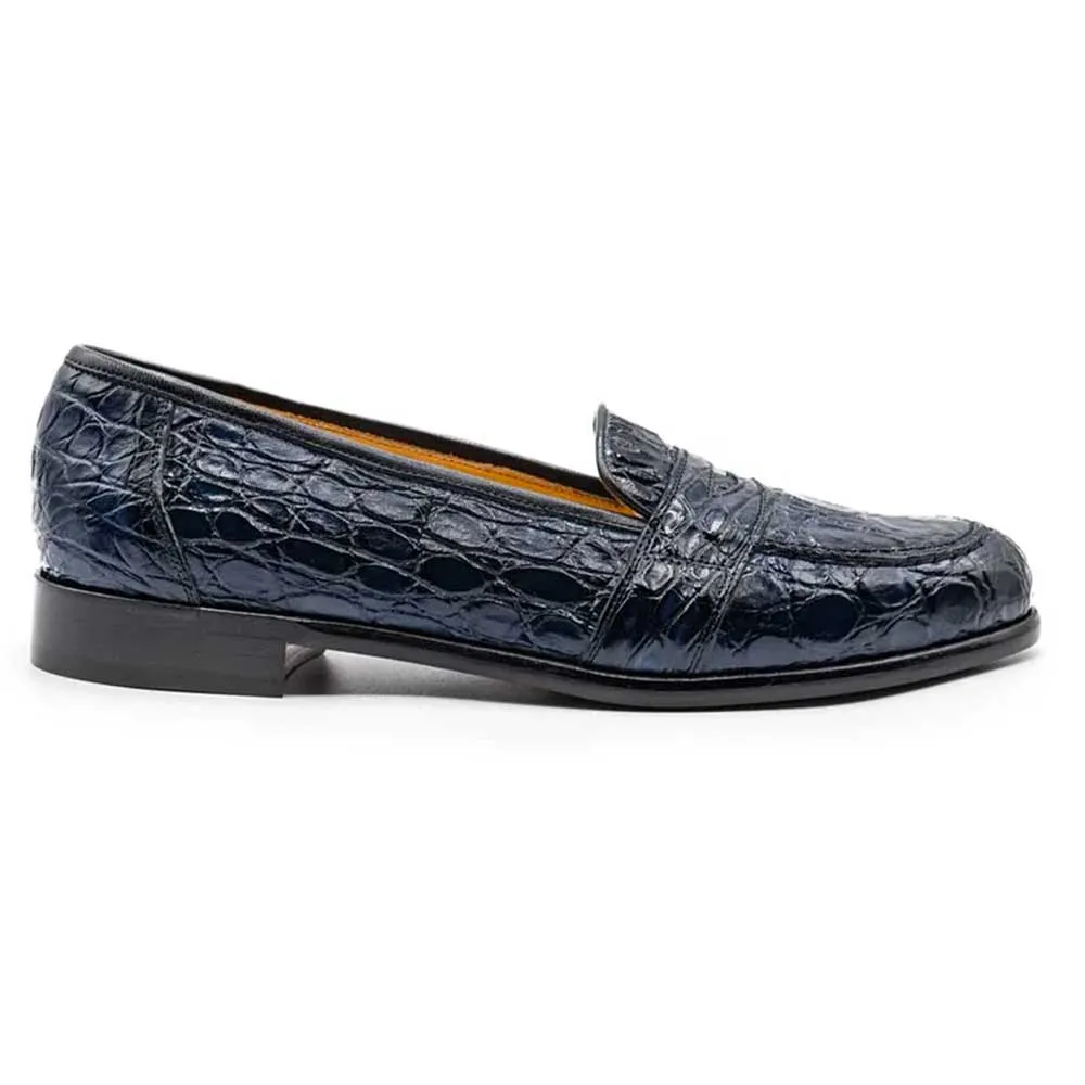 11-119-NVY TUSCANY Crocodile Penny Loafer, Navy