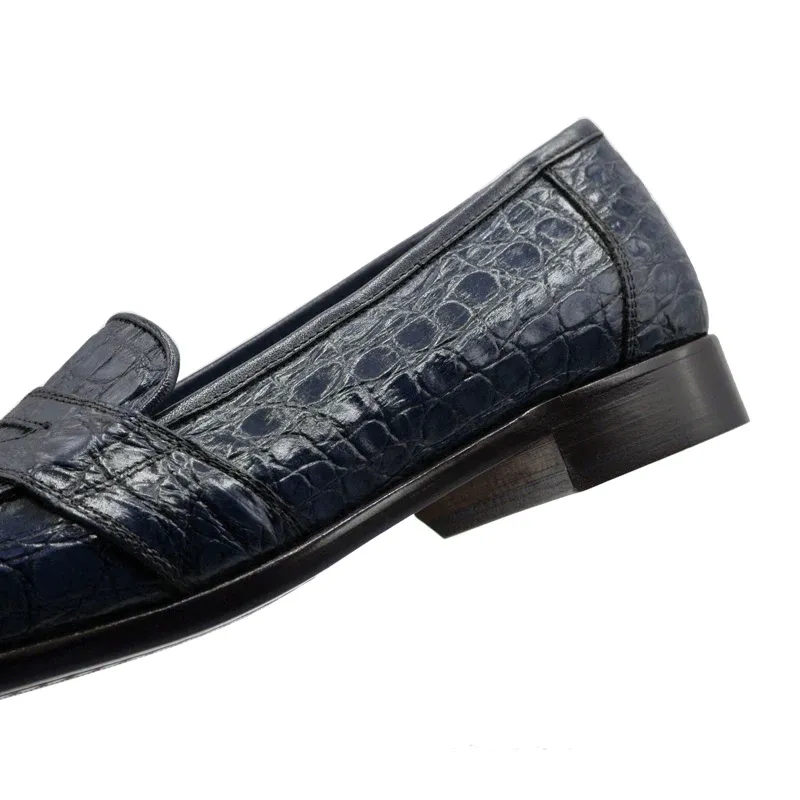 11-119-NVY TUSCANY Crocodile Penny Loafer, Navy