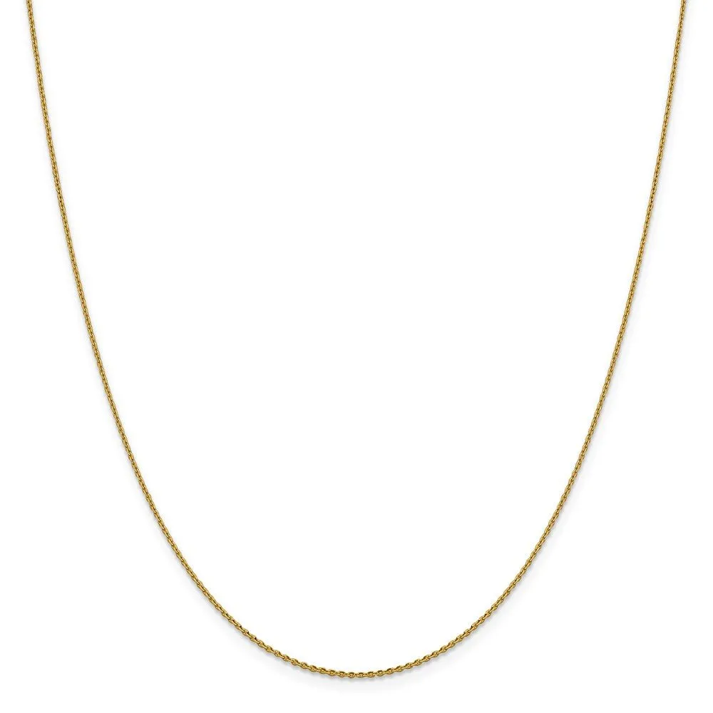 1.15mm 14k Yellow Gold Diamond Cut Oval Open Cable Necklace Chain