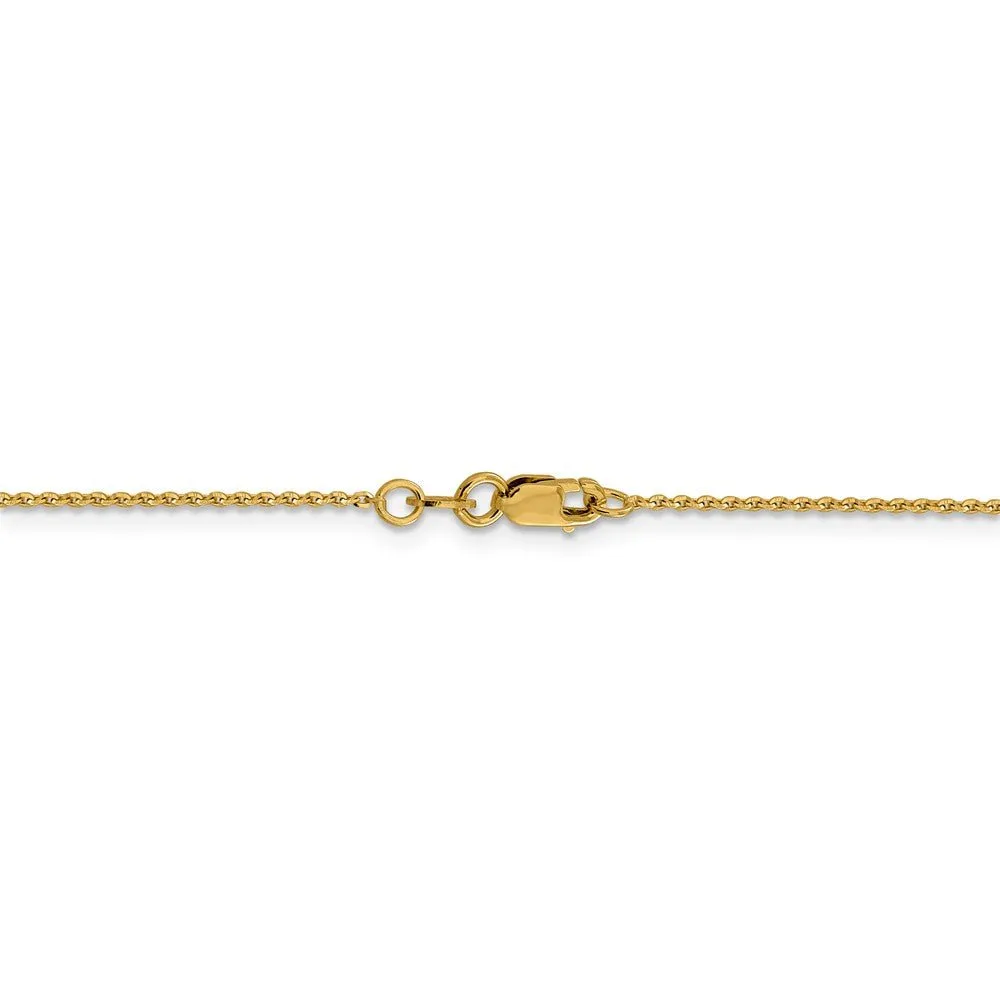 1.15mm 14k Yellow Gold Diamond Cut Oval Open Cable Necklace Chain