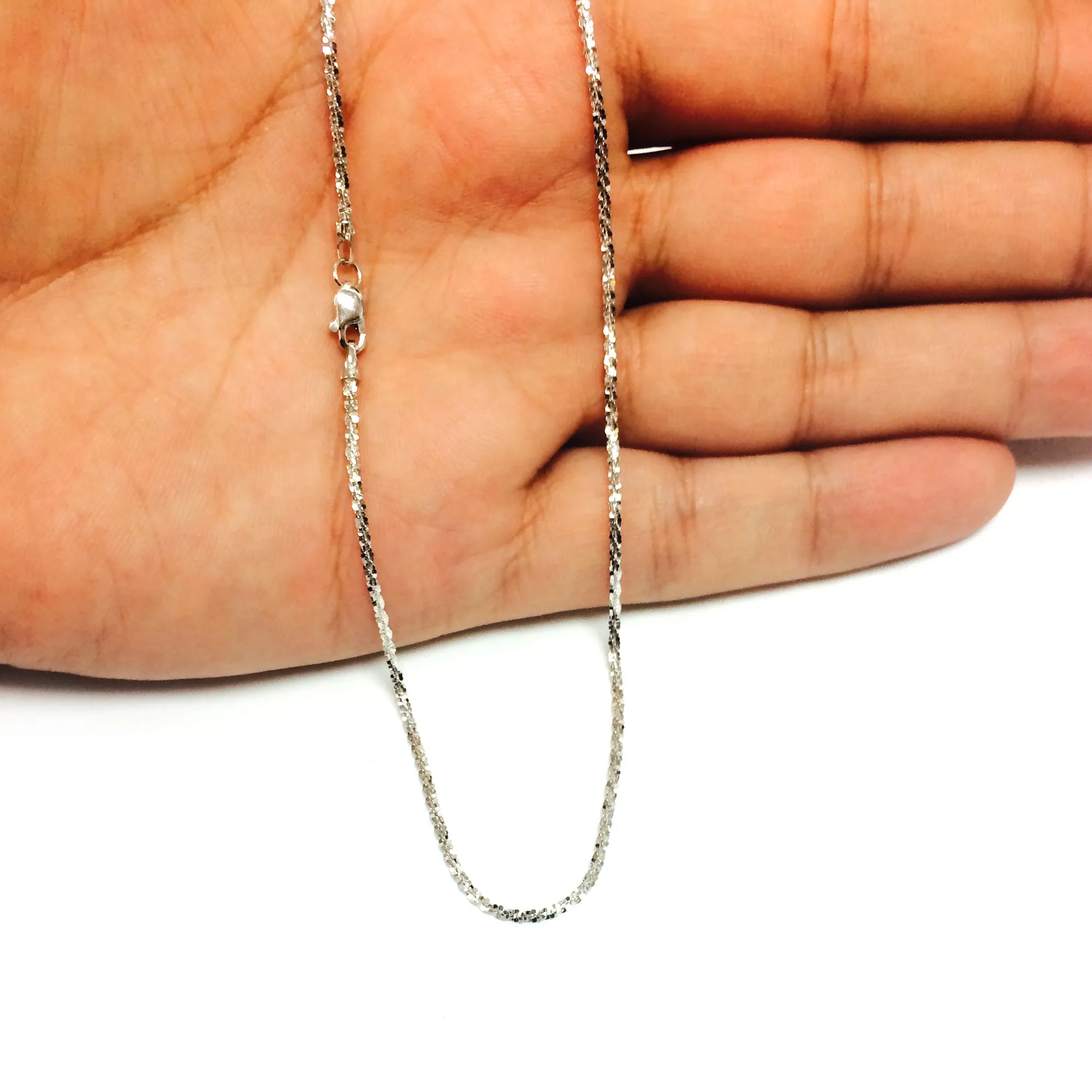 14k White Gold Sparkle Chain Necklace, 1.5mm