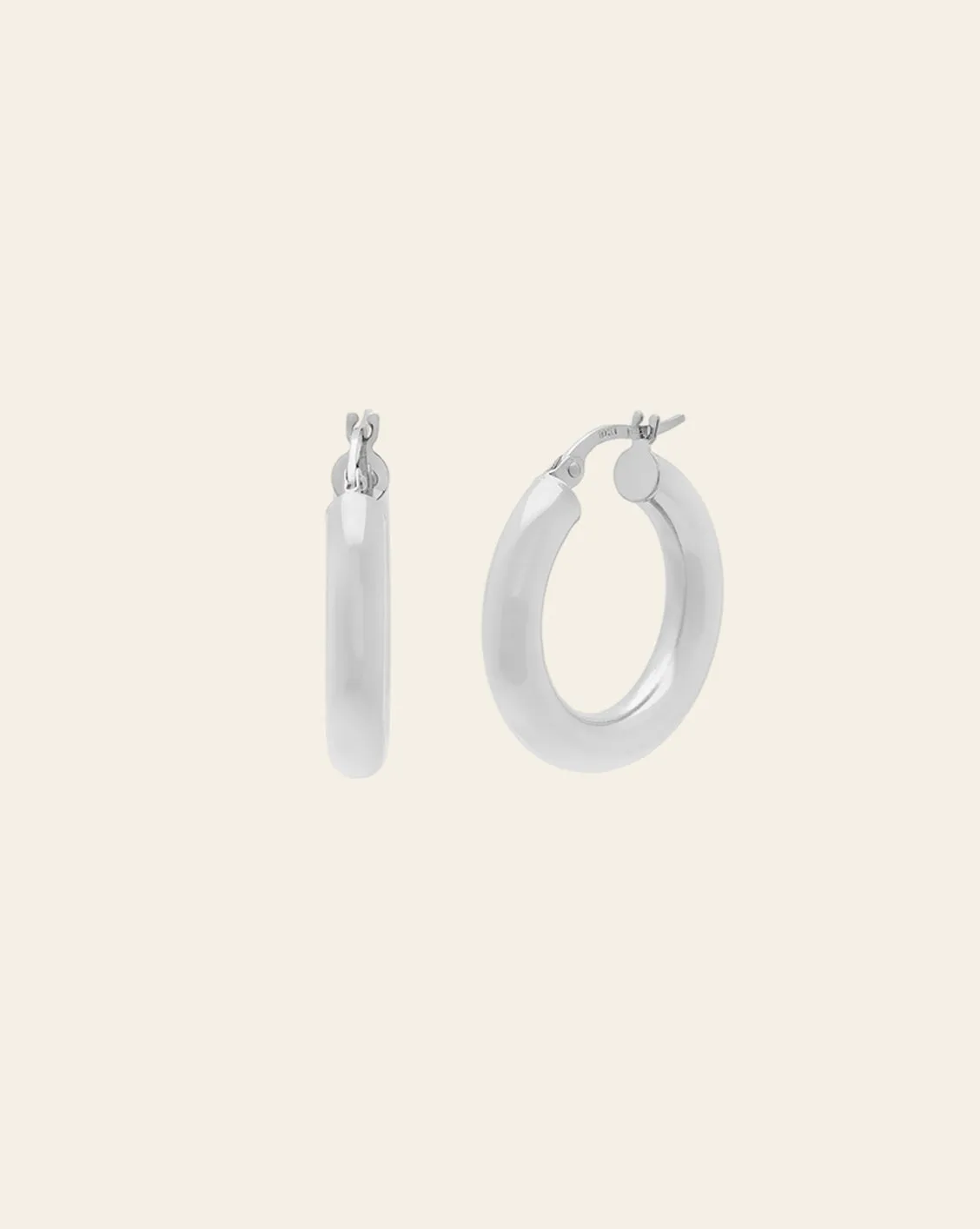 15mm Chubby Hoops - 10k White Gold