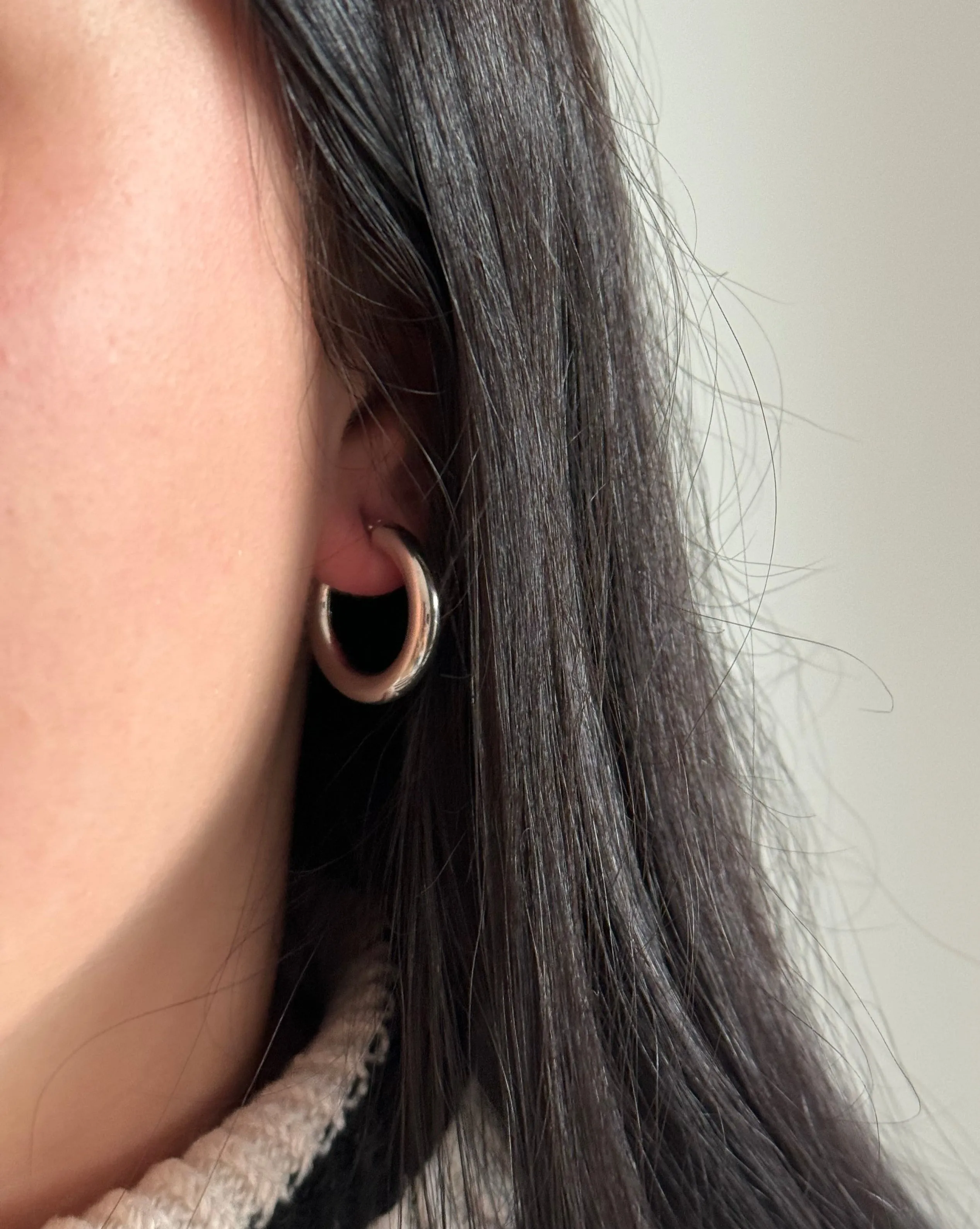 15mm Chubby Hoops - 10k White Gold