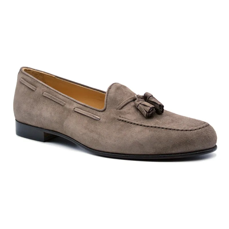 16-580-MOC NAPLES Italian Kid Suede Tassel Loafer, Mocha