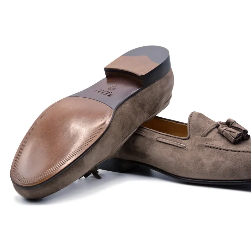 16-580-MOC NAPLES Italian Kid Suede Tassel Loafer, Mocha