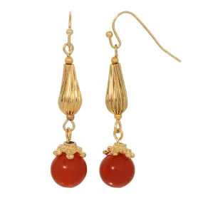 1928 Jewelry Carnelian Bead Heritage Treasure Drop Earrings