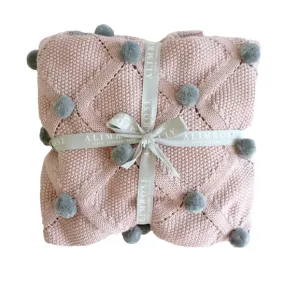 Alimrose - Pom Pom Blanket - Rosewater & Grey