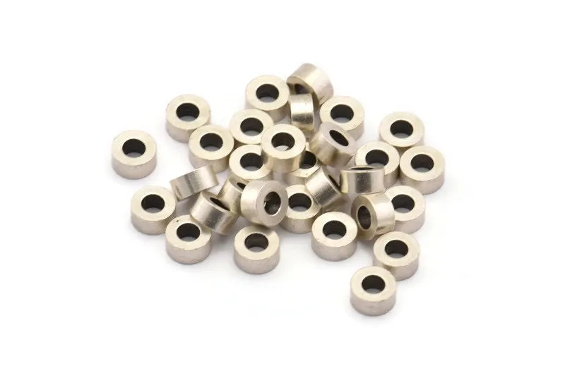 Antique Silver Spacer Bead, 25 Antique Silver Plated Brass Industrial Spacer Beads, Findings (5x2.5mm) A0434 H0459