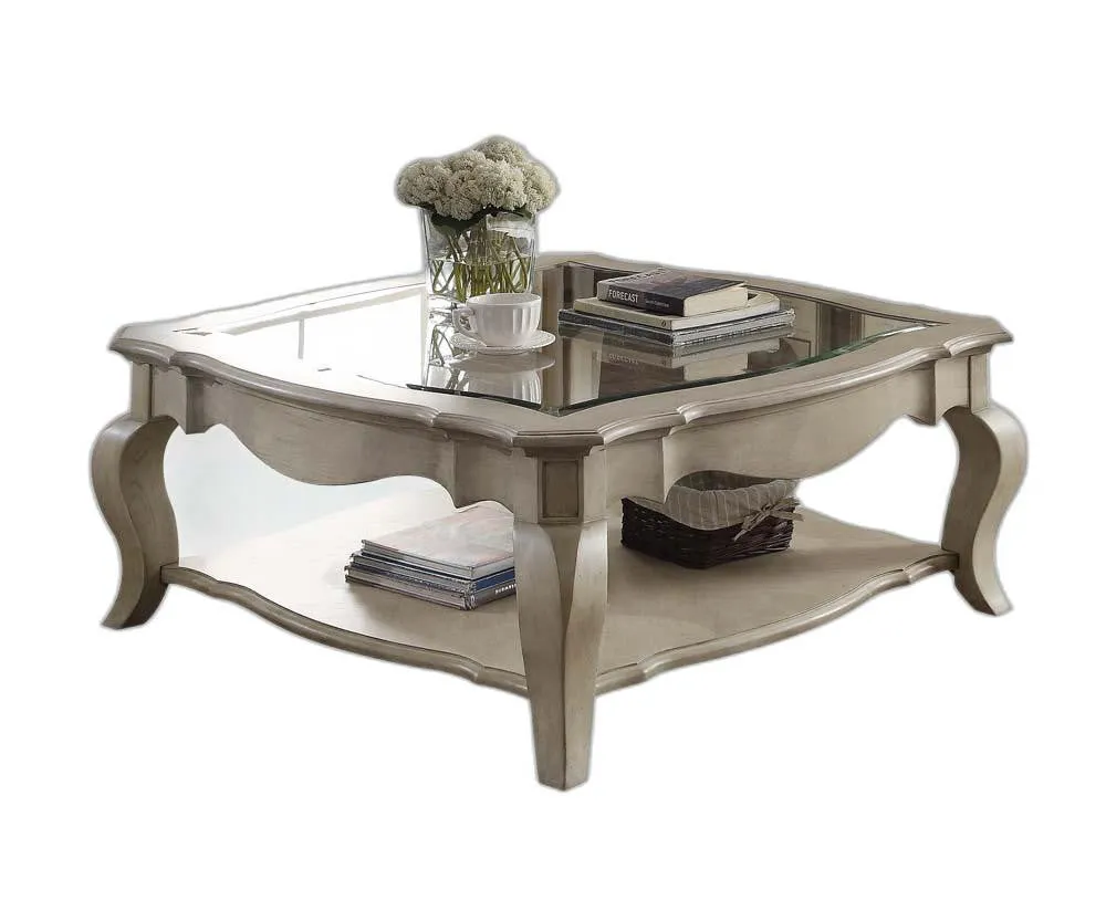 Antique Taupe Clear Glass Coffee Table