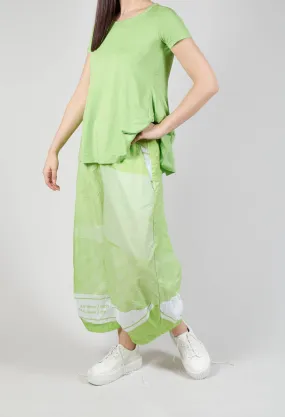 Balloon Leg Cotton Trousers in Lime Print