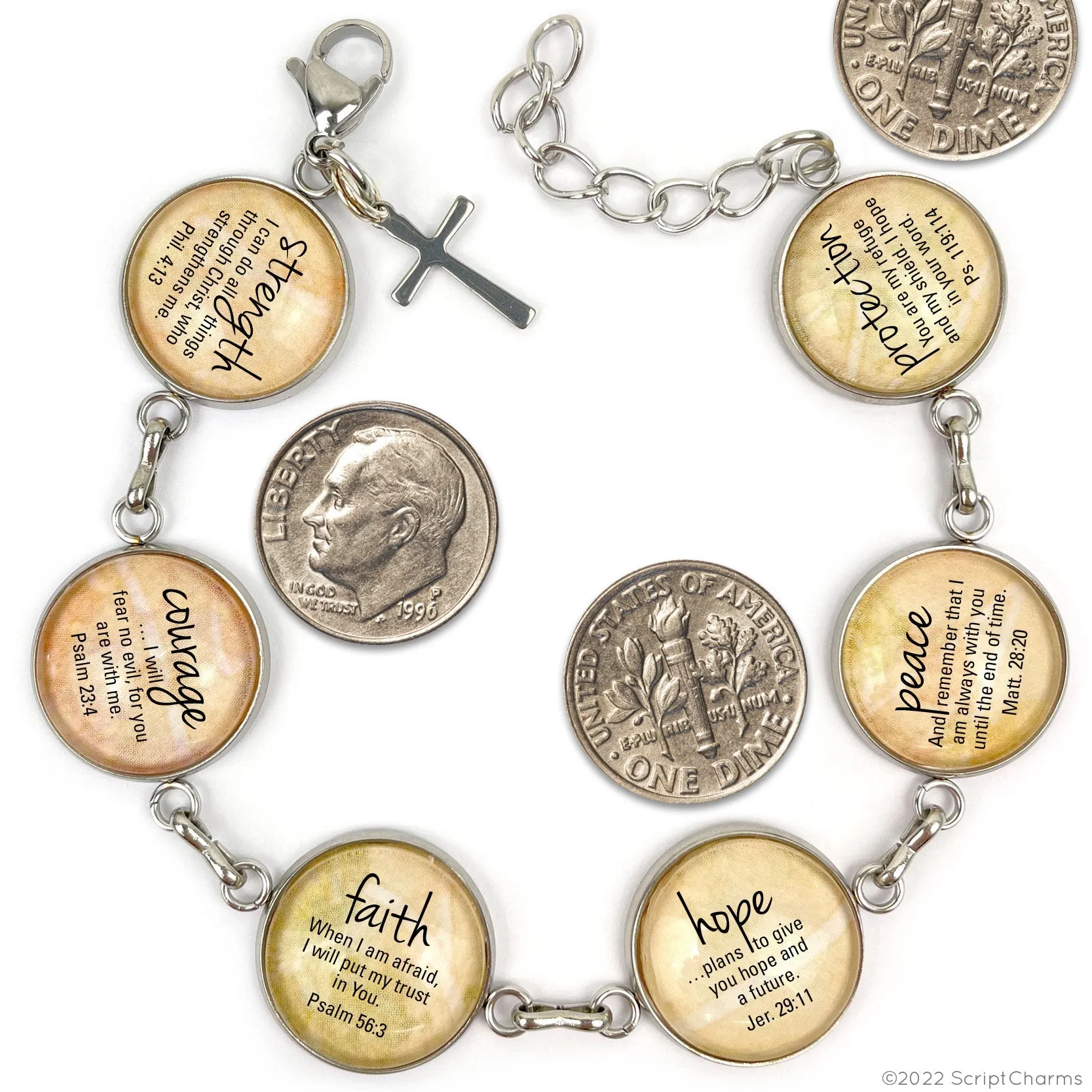 Beauty for Ashes Isaiah 61:3 Scripture Bracelet – Glass Charm Stainless Steel Bible Verse Bracelet