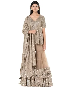 Beige Kurta Gharara Set