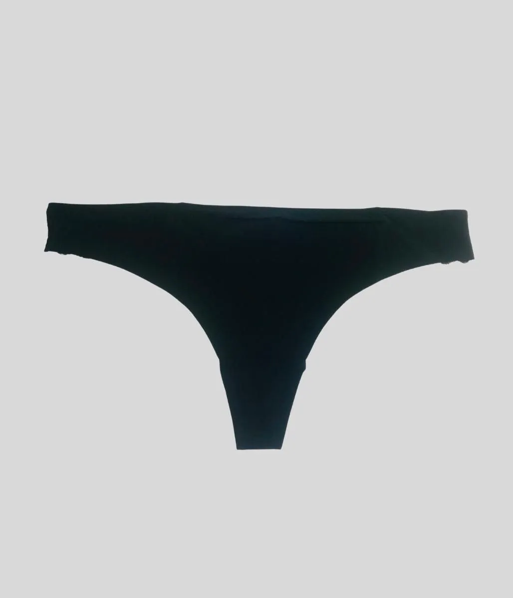 Black Lace Microfibre Thong Briefs