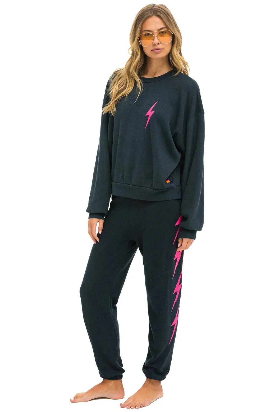 Bolt 4 Sweatpants ~ Charcoal / Neon Pink