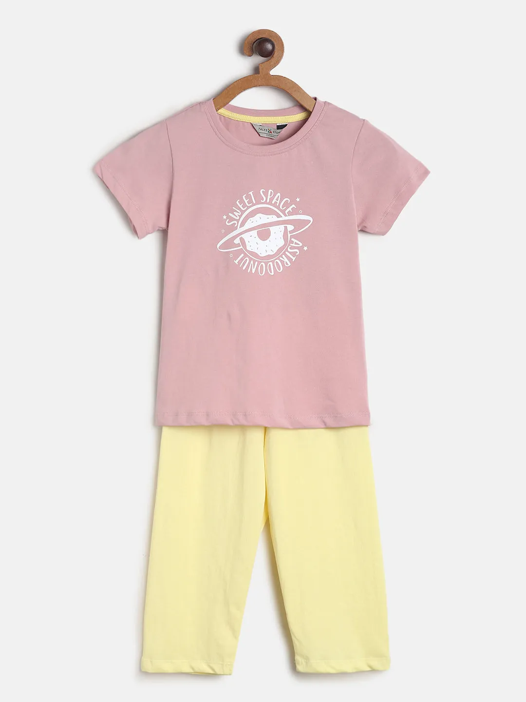 Boys/Girls Pink & Yellow Cotton Night Suit