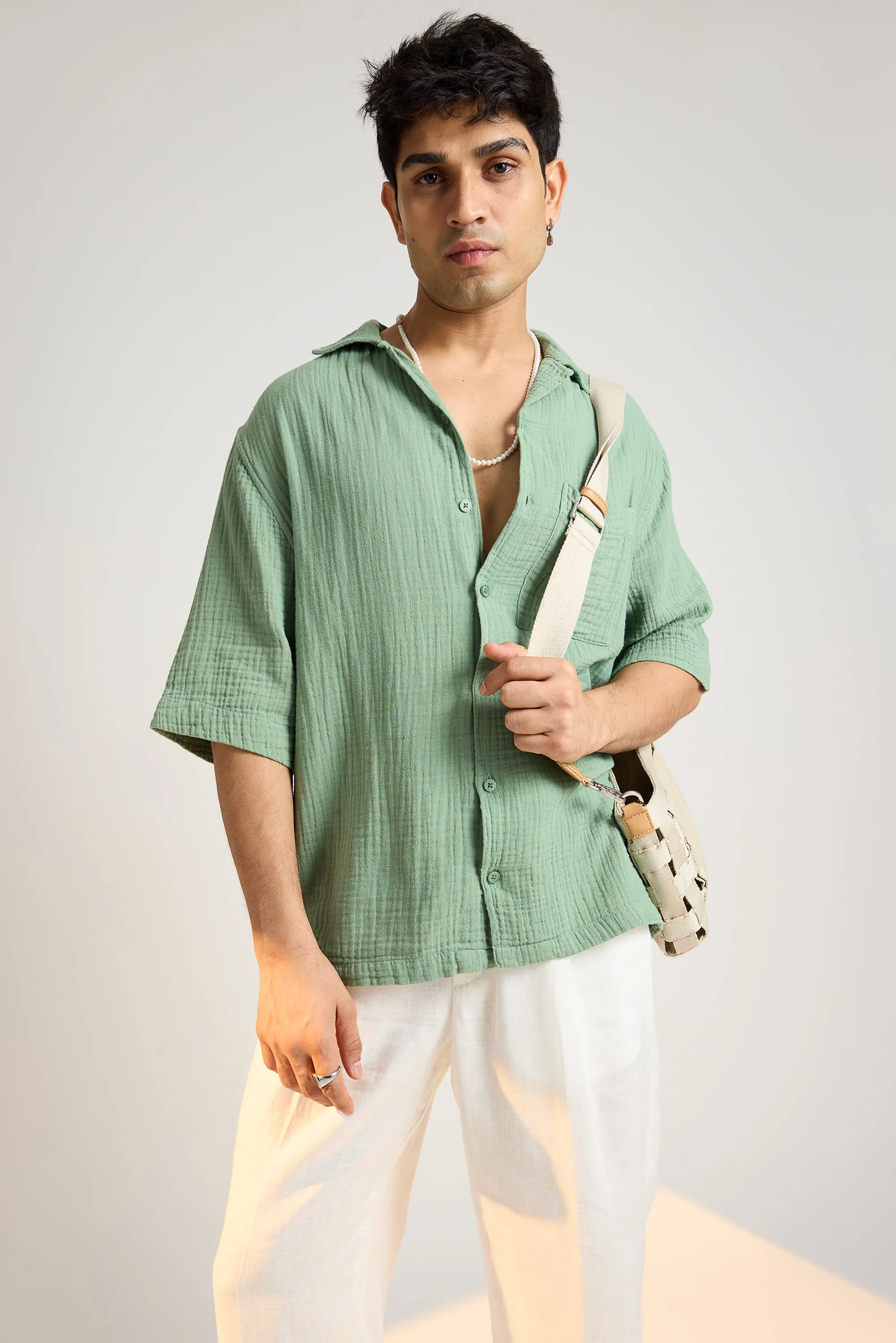 Breezy Relaxed Green Men's Shirt