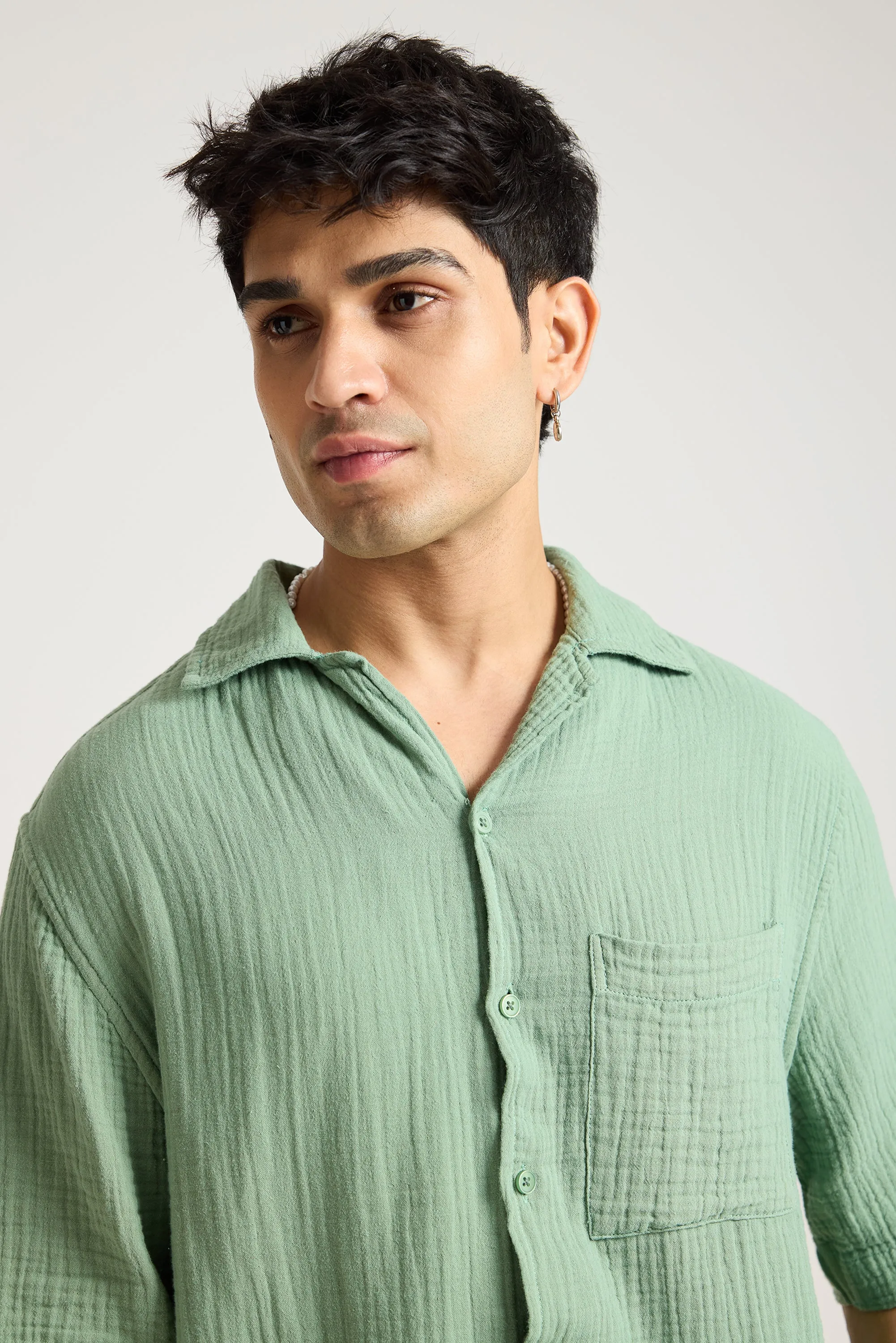 Breezy Relaxed Green Men's Shirt