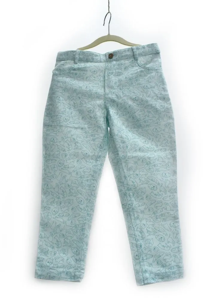 Cat-dog' Aqua Blue Denim Jeans