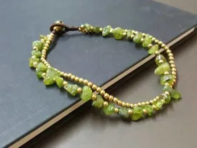 Chip Peridot Brass Chain Anklet