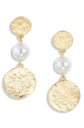 Coin and pearl drop earring