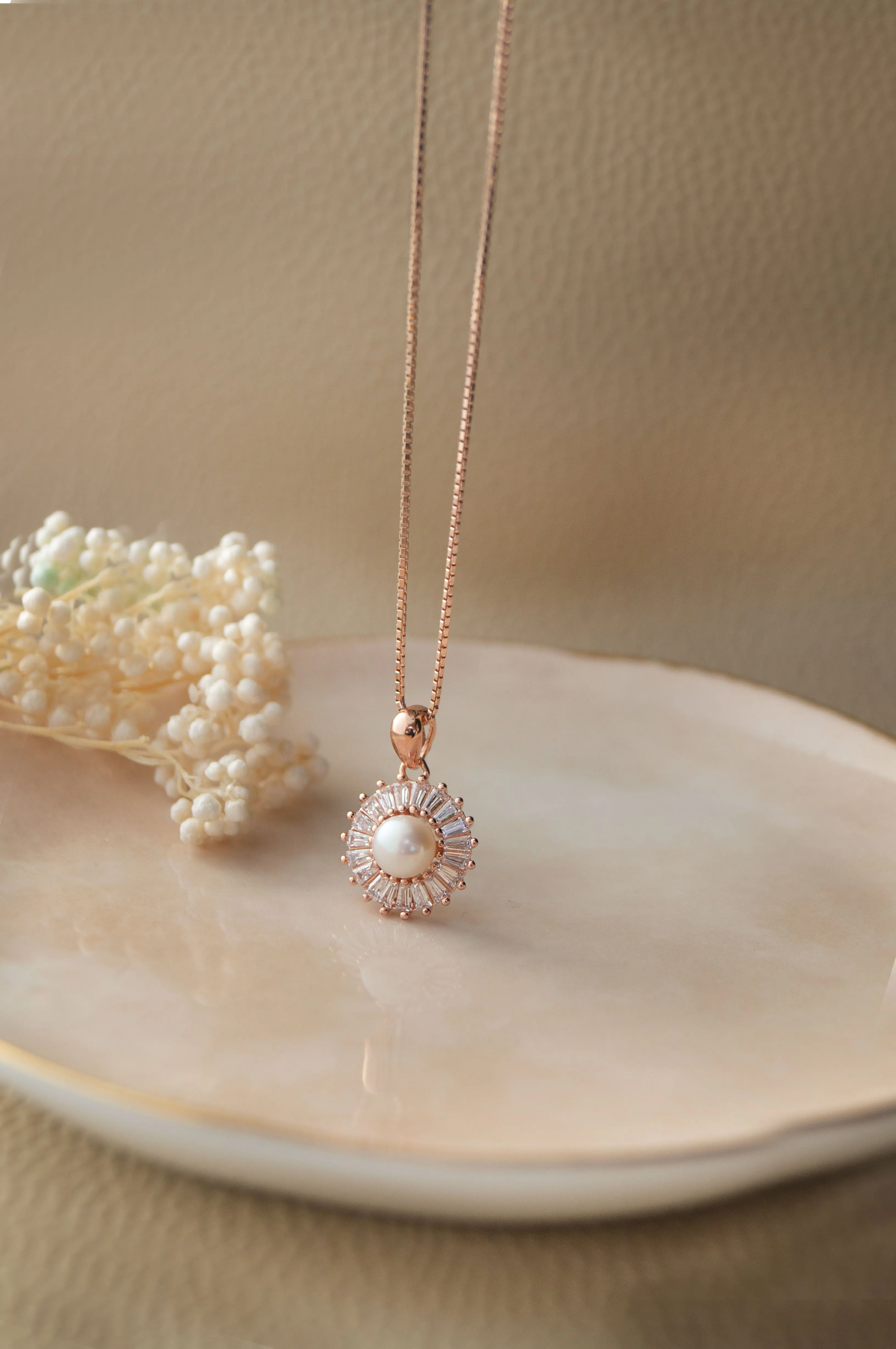 Cosmic Pearl Rose Gold Plated Sterling Silver Pendant