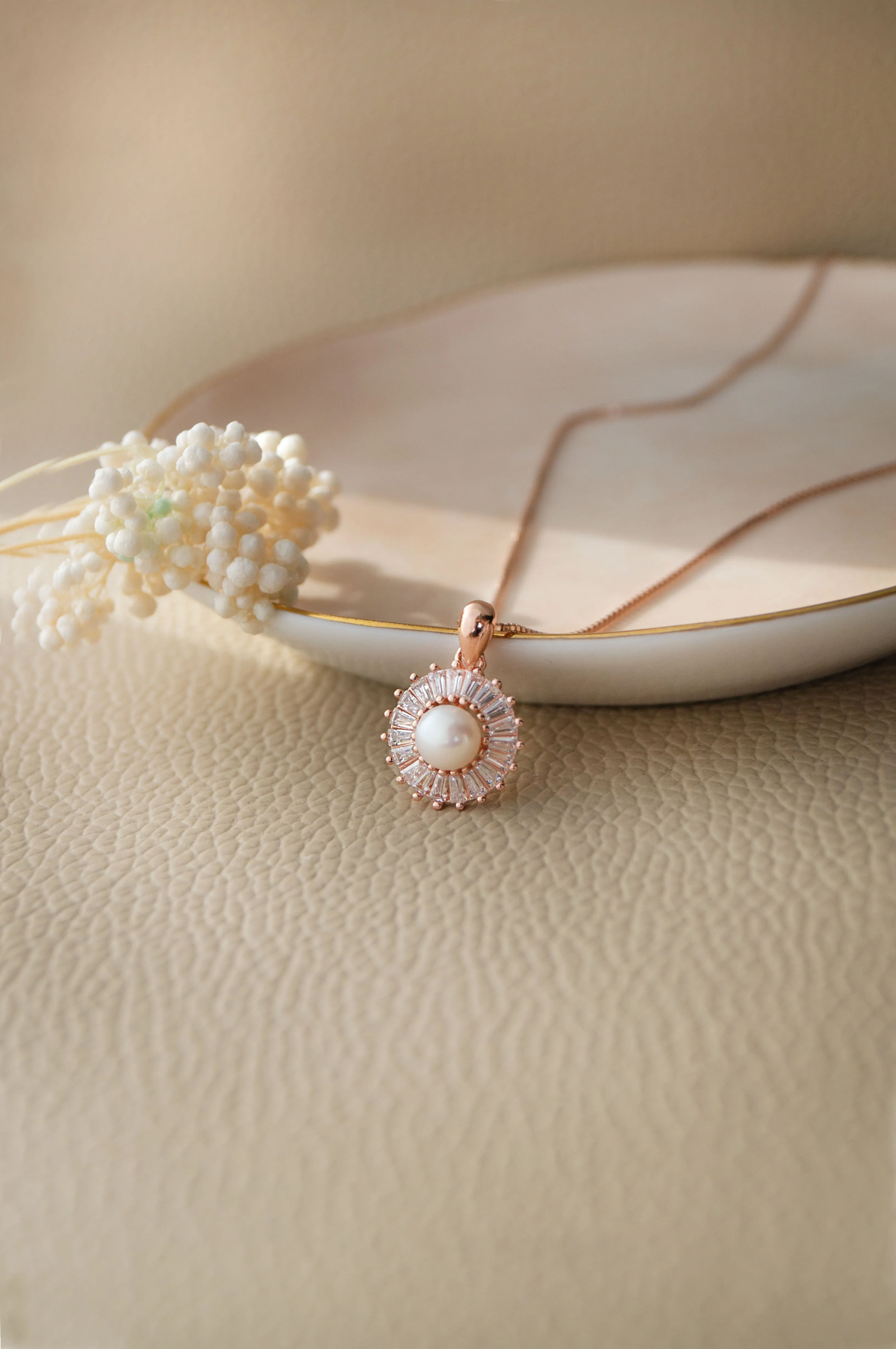 Cosmic Pearl Rose Gold Plated Sterling Silver Pendant