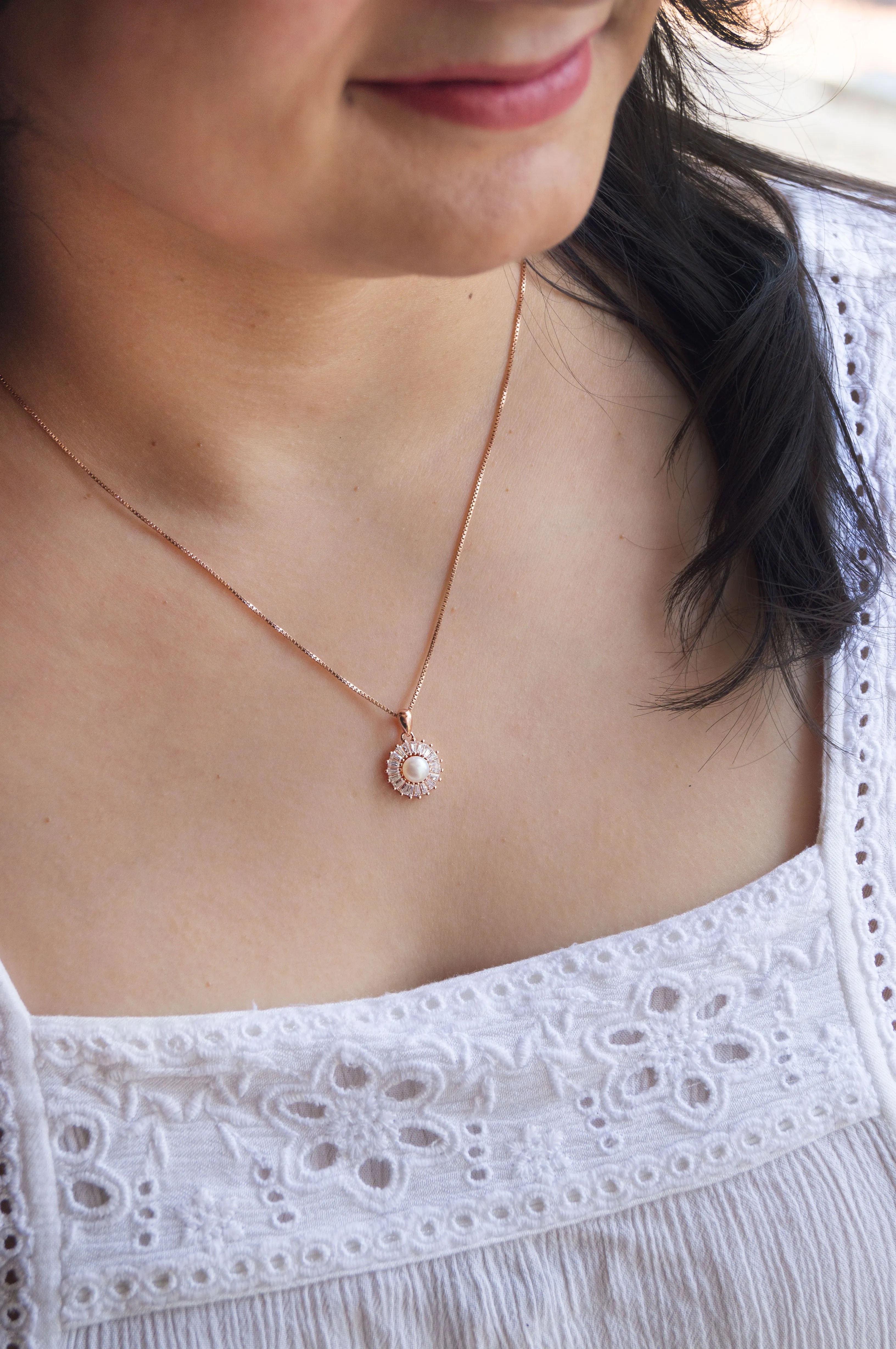 Cosmic Pearl Rose Gold Plated Sterling Silver Pendant