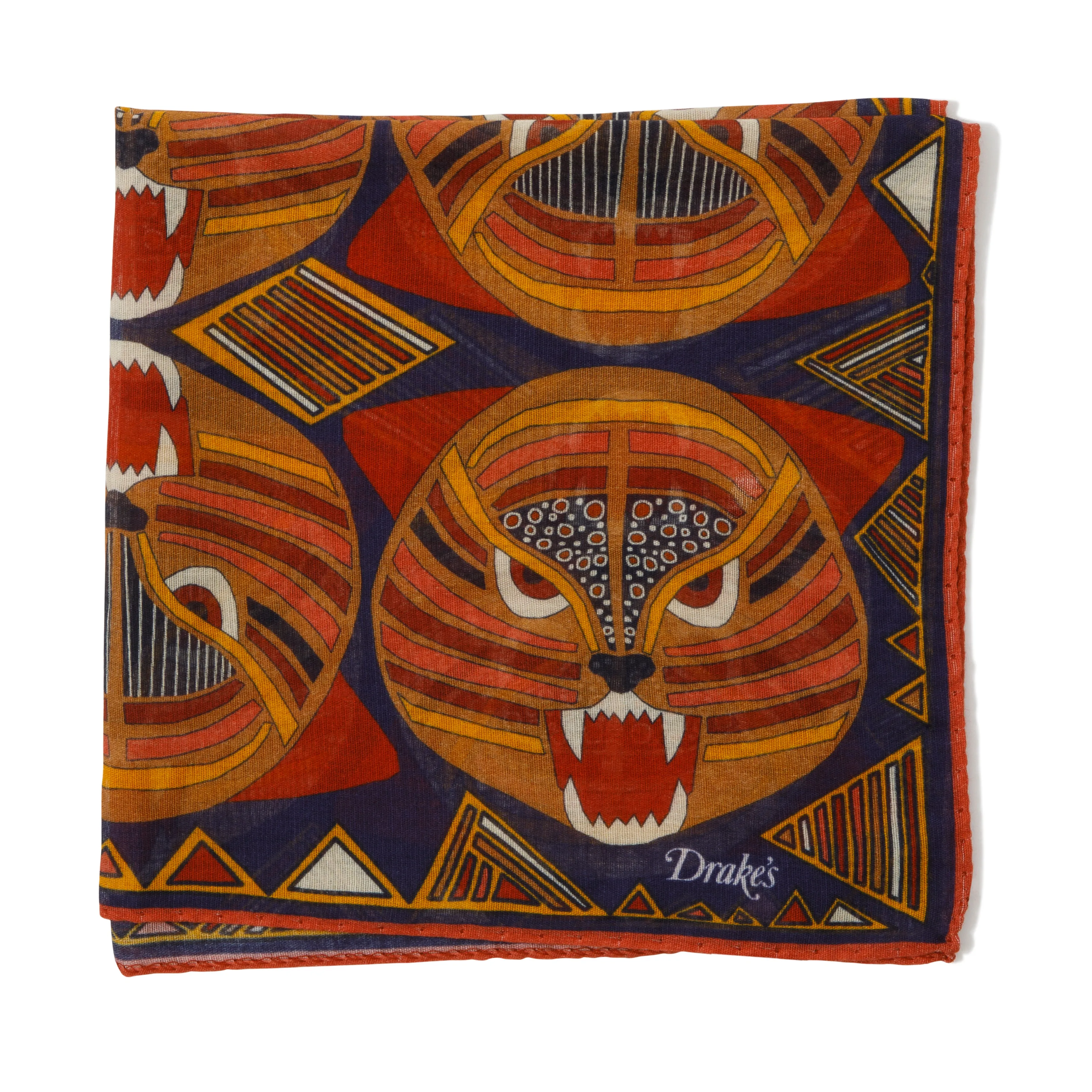 Cotton/Modal/Cashmere Bold Tiger Print Pocket Square