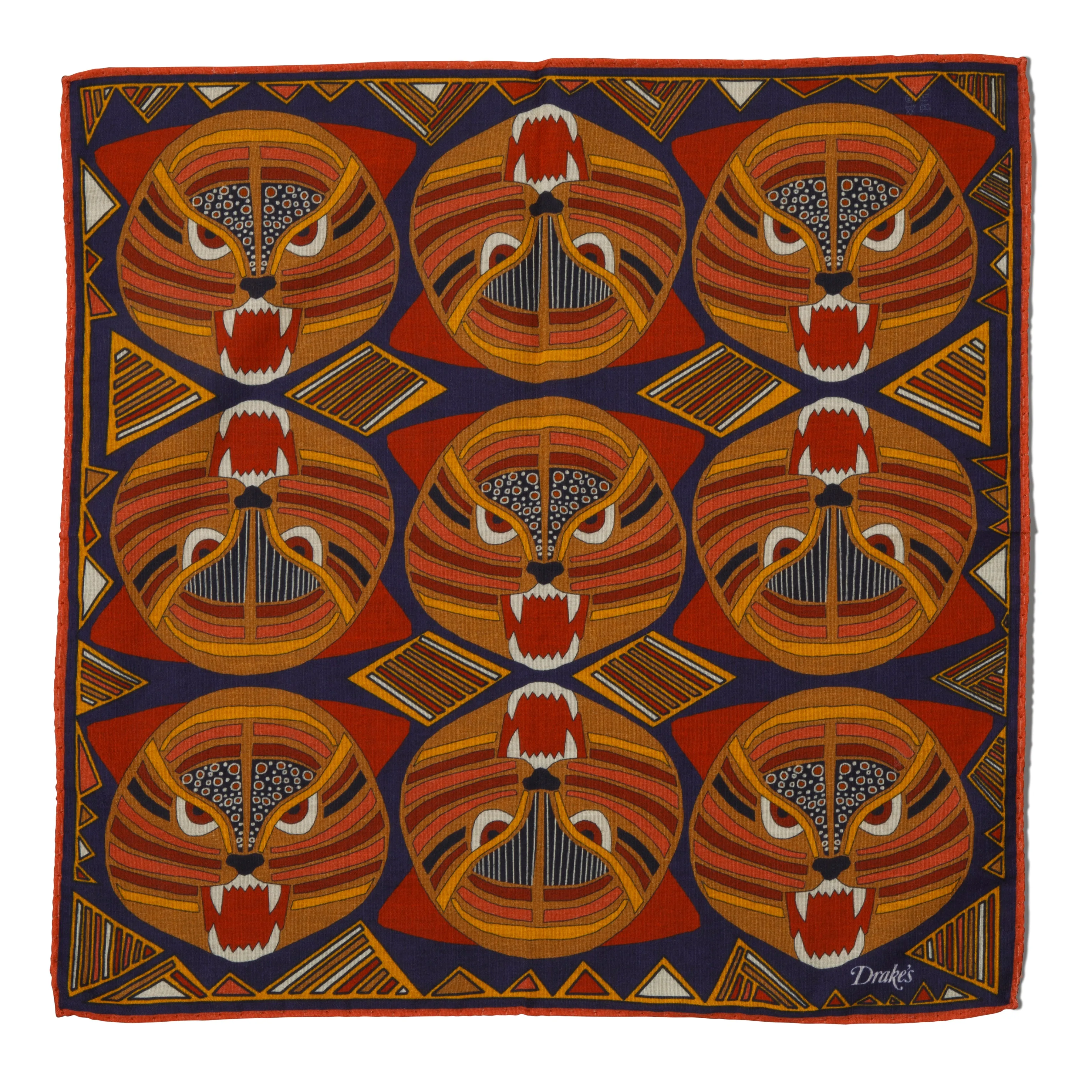 Cotton/Modal/Cashmere Bold Tiger Print Pocket Square