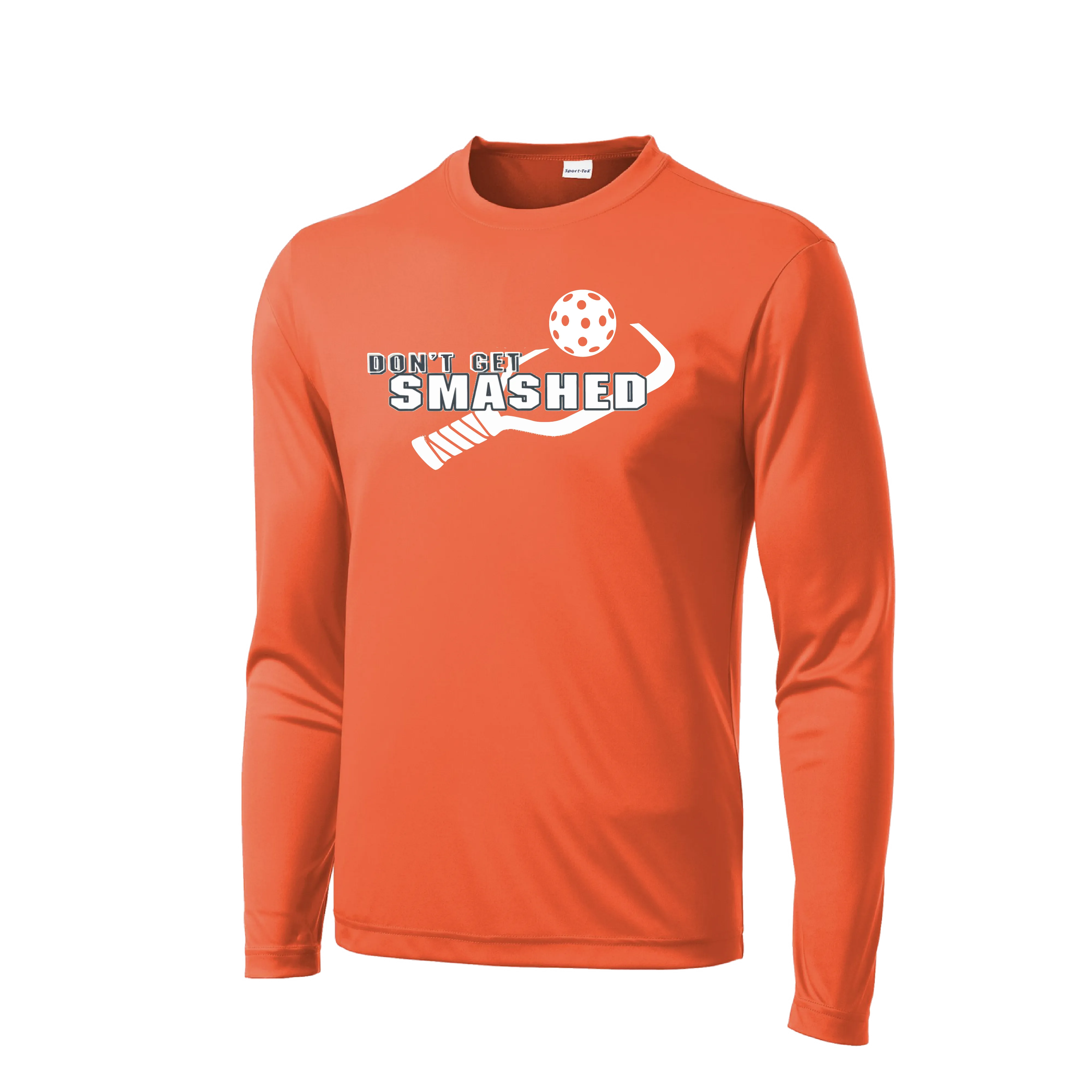 Don't Get Smashed With Pickleballs (Purple White Yellow) Customizable | Men's Long Sleeve Athletic Shirt | 100% Polyester