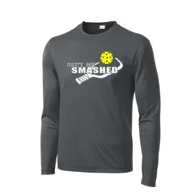 Don't Get Smashed With Pickleballs (Purple White Yellow) Customizable | Men's Long Sleeve Athletic Shirt | 100% Polyester