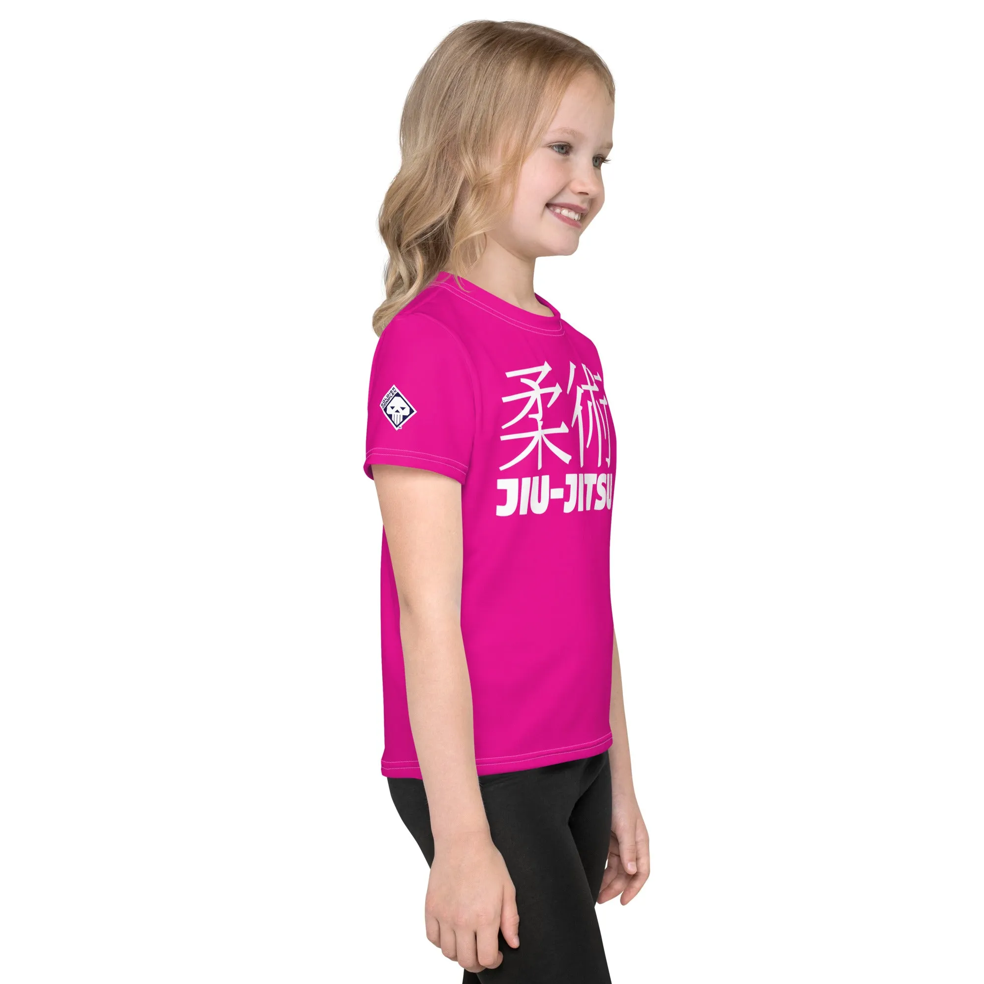 Dynamic Comfort: Girl's Short Sleeve Classic Jiu-Jitsu Rash Guard - Hollywood Cerise