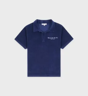 Hotel du Cap Cursive Terry Polo - Indigo/White