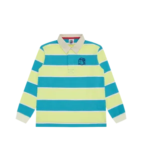 KIDS STRIPED L/S RUGBY SHIRT - TEAL