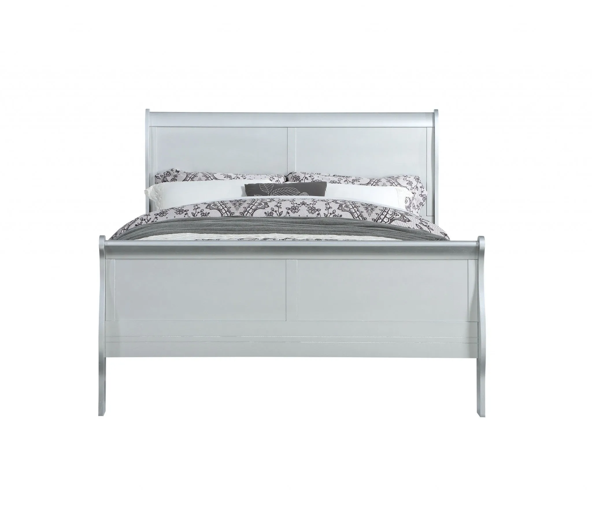 King Silver Sleigh Bed