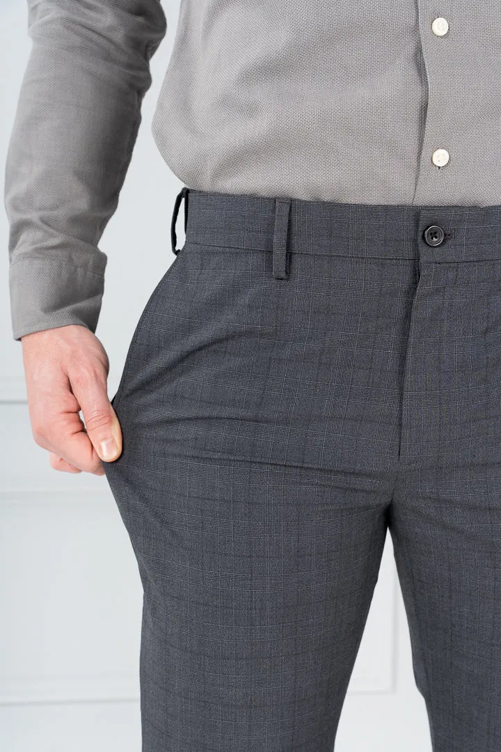 Lava Grey Checks Formal Pants