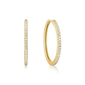 MEDIUM CZ HUGGIE HOOP EARRINGS