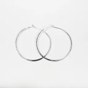 Medium Silver Hammered Wire Hoops