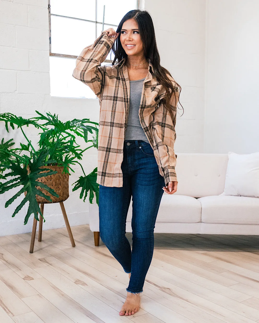 Melinda Plaid Flannel Top - Mocha