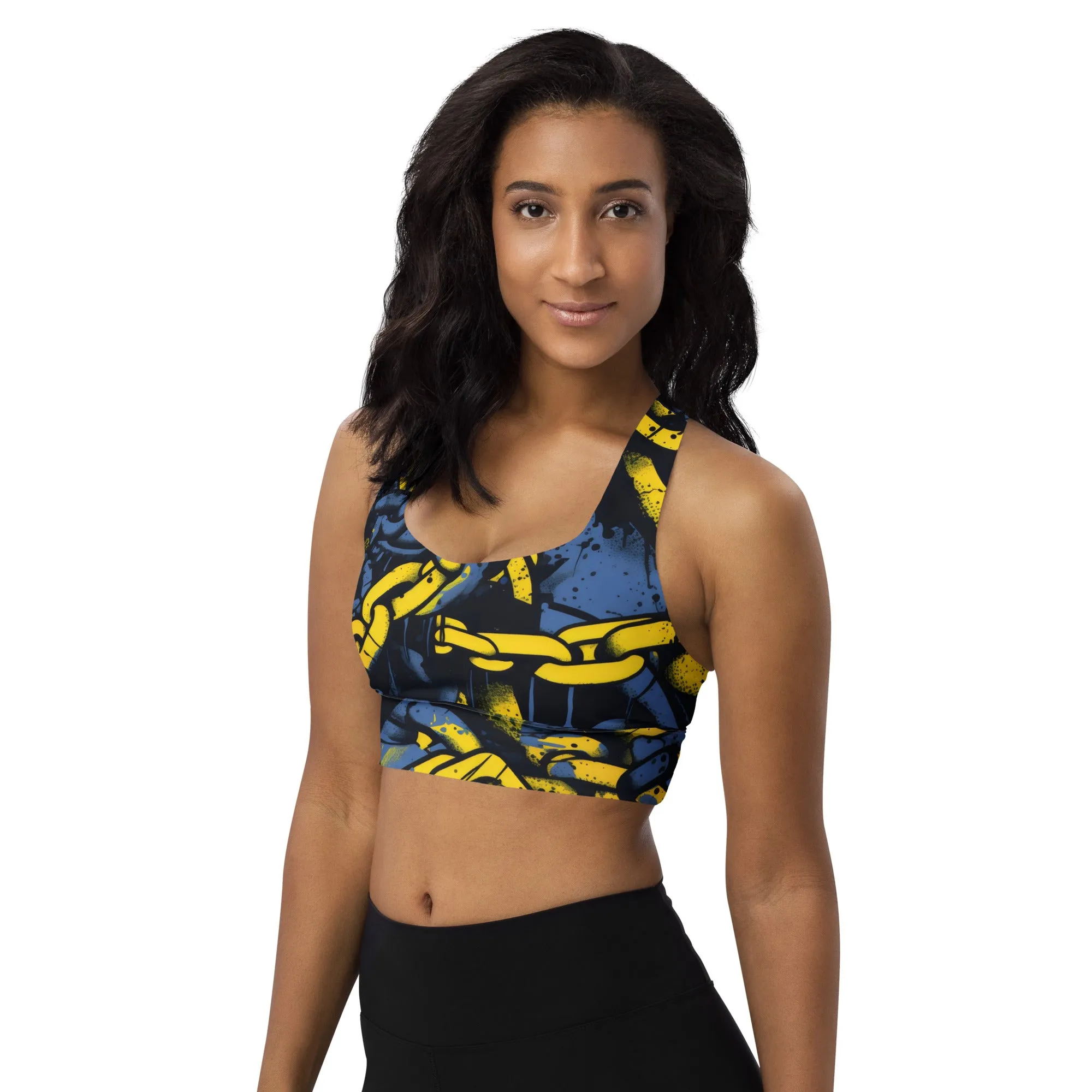 Mile After Mile - Golden Chains 002 Longline Racer Back Sports Bra