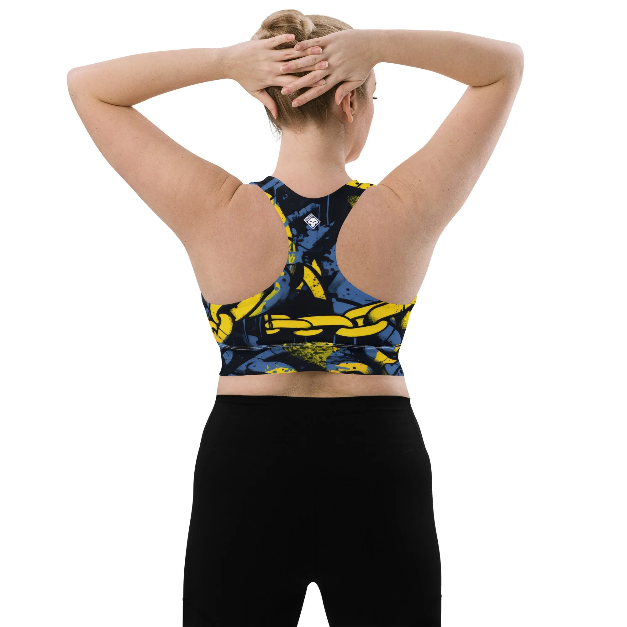 Mile After Mile - Golden Chains 002 Longline Racer Back Sports Bra