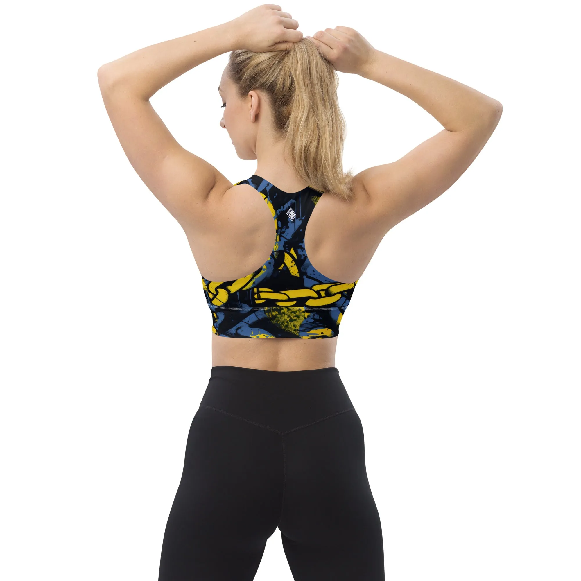 Mile After Mile - Golden Chains 002 Longline Racer Back Sports Bra