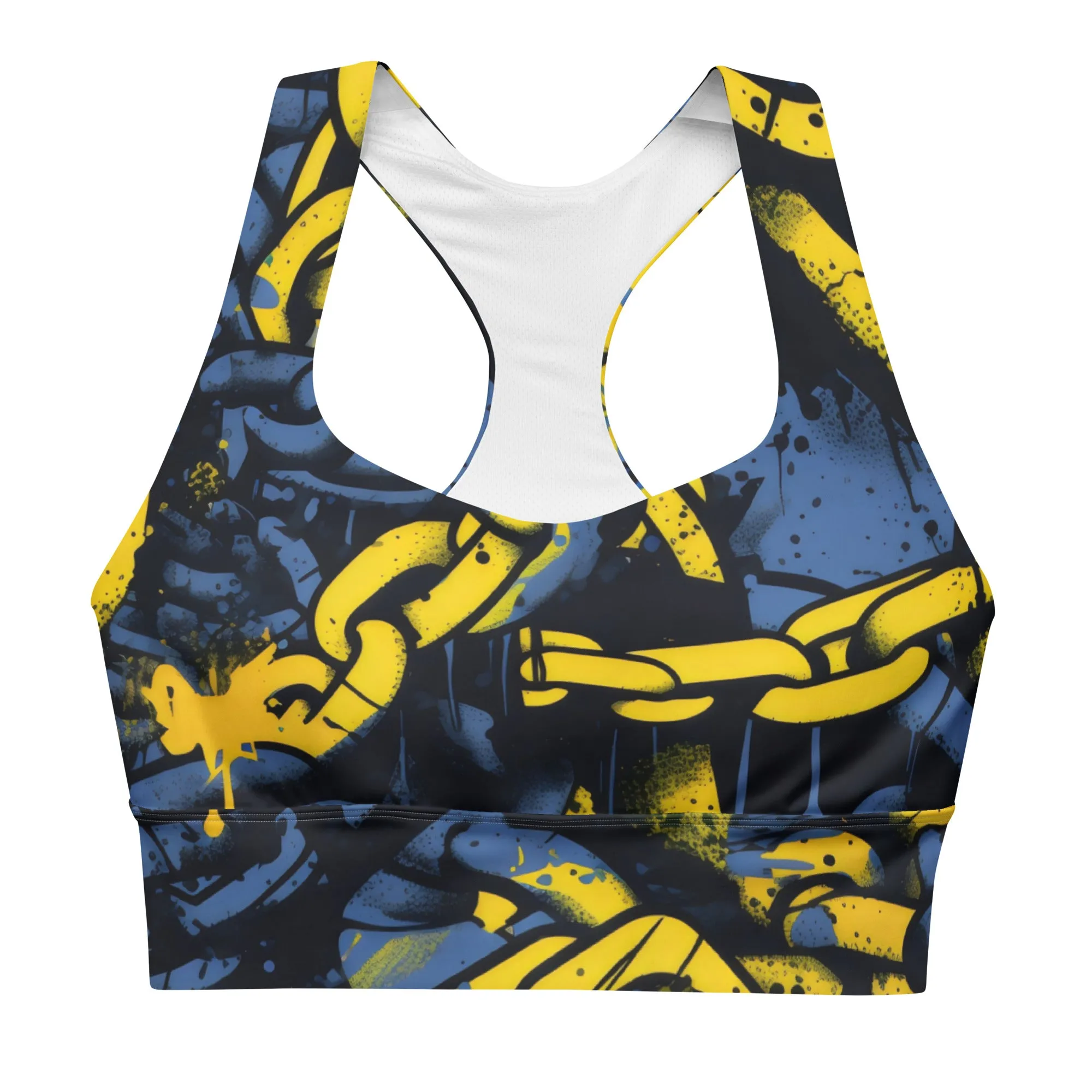 Mile After Mile - Golden Chains 002 Longline Racer Back Sports Bra