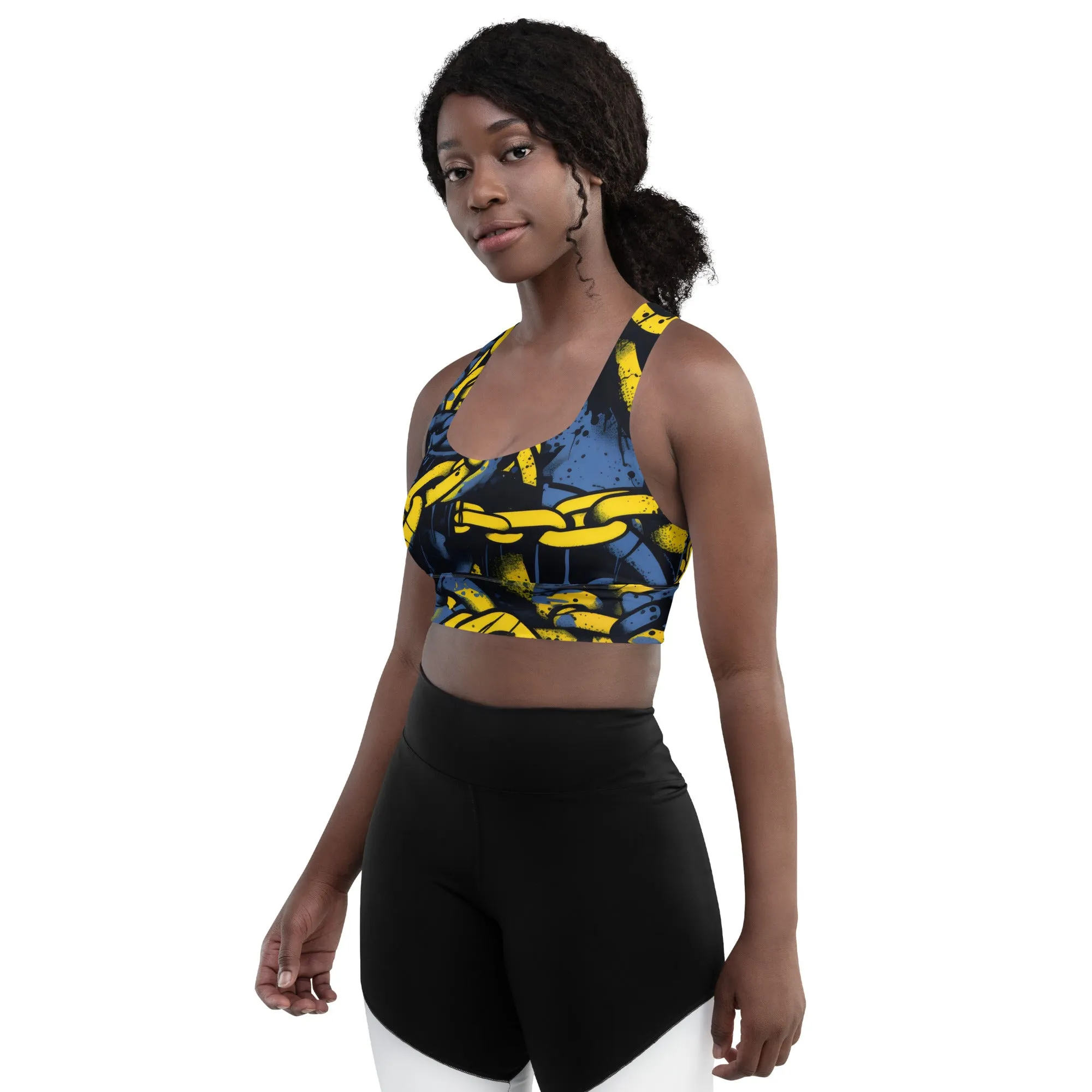 Mile After Mile - Golden Chains 002 Longline Racer Back Sports Bra