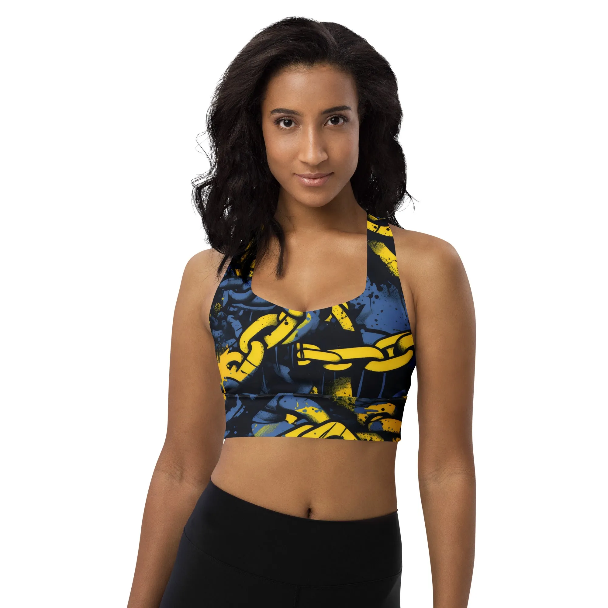 Mile After Mile - Golden Chains 002 Longline Racer Back Sports Bra