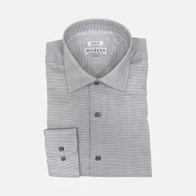 Modena Contemporary Fit Dress Shirt: Gray Mini Check Line Pattern