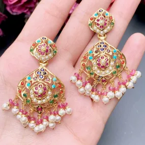 Navratna Earrings in Gold Plated Silver ER 408