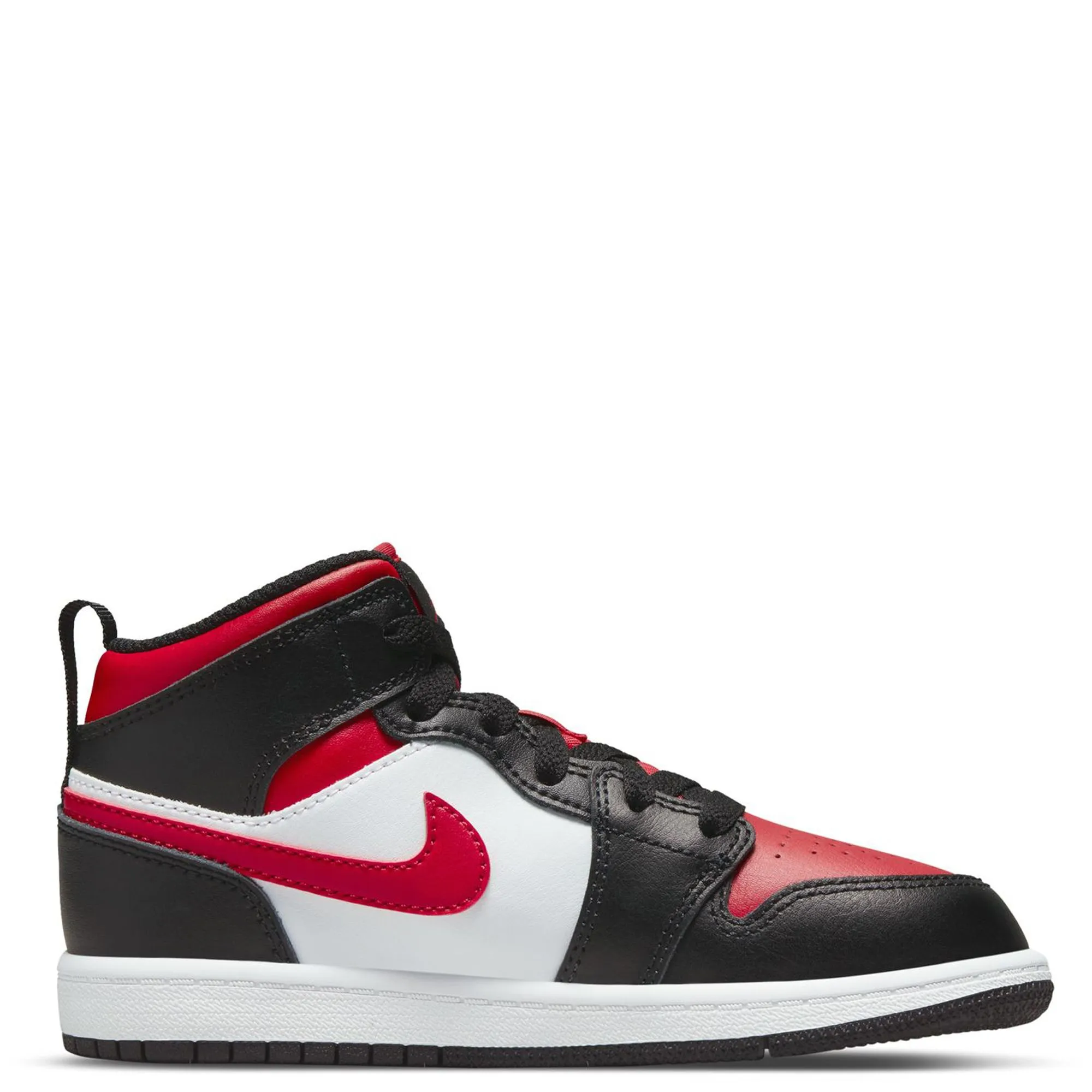 Nike Kid's Jordan 1 Mid Shoes - Black / Fire Red / White