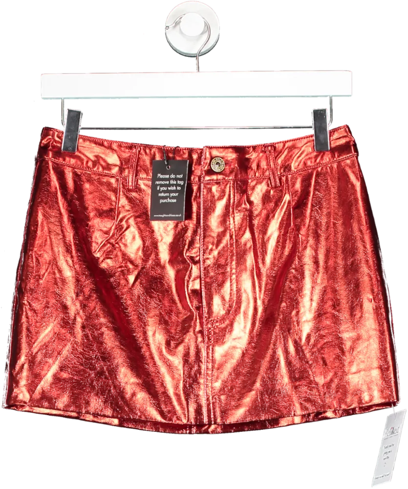 Noughts & Kisses Red Ada Metalic Mini Skirt UK S