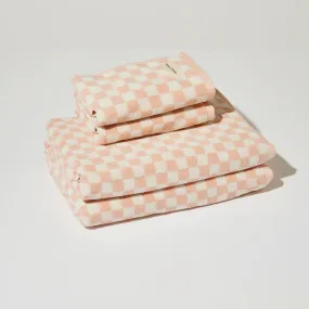 NUNU Bath   Hand Towel Set PINK CHECK